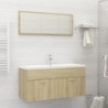 Sonoma-tölgy színű forgácslap fürdőszobai bútorszett