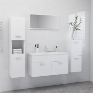 Fehér szerelt fa fürdőszobai bútorszett