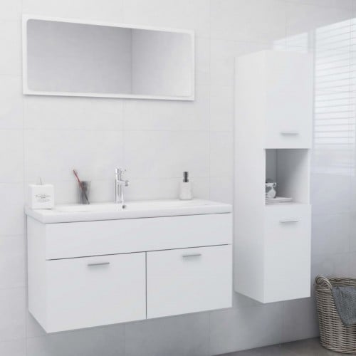 Fehér szerelt fa fürdőszobai bútorszett