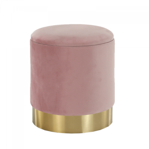 Puff, rózsaszín Velvet anyag|gold króm-arany, ANIZA