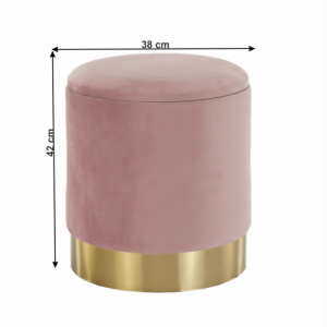 Puff, rózsaszín Velvet anyag|gold króm-arany, ANIZA