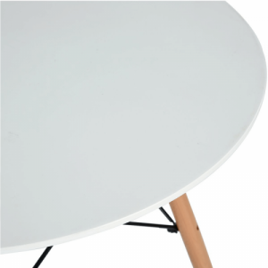 Étkezőasztal, fehér|matt|bükk, átmérő 120 cm, DEMIN