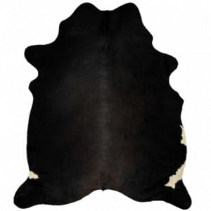 Fekete valódi marhabőr szőnyeg 150 x 170 cm