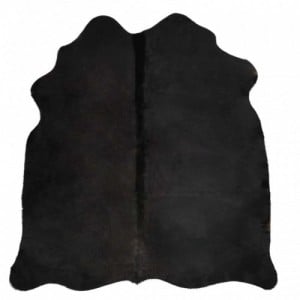 Fekete valódi marhabőr szőnyeg 150 x 170 cm