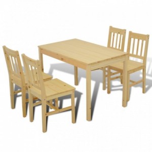 Fa Étkező Asztal 4 Székkel | étkező garnitúra Természetes