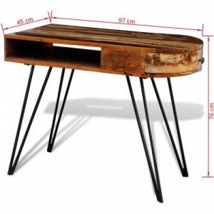 Tömör újrahasznosított fa íróasztal vas lábakkal