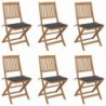 6 db összecsukható tömör akácfa kerti szék párnával