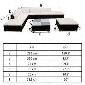 8-részes barna polyrattan kerti bútorszett párnákkal