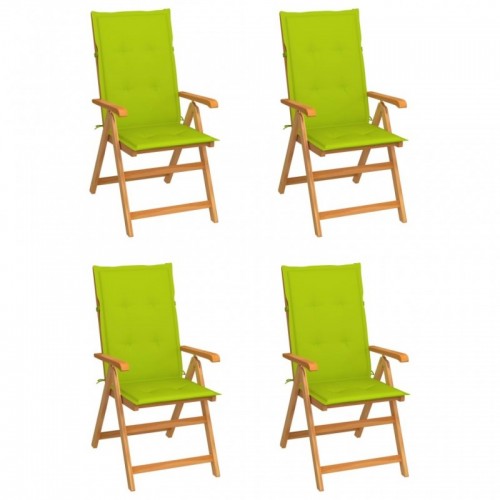 4 db tömör tíkfa kerti szék élénkzöld párnákkal
