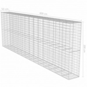 Horganyzott acél gabion fal fedéllel 600 x 50 x 200 cm