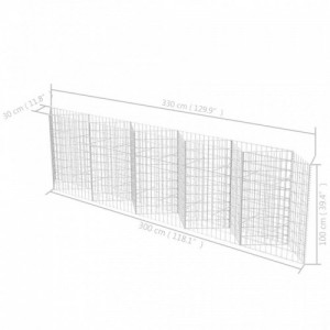 Horganyzott acél gabion kosár 300 x 30 x 100 cm