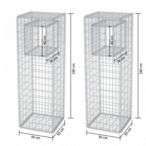 2 db  acél gabion kosár oszlop | ágyás 50 x 50 x 160 cm