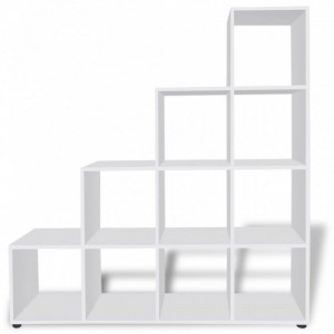 Fehér lépcsős könyvespolc|vitrines polc 142 cm