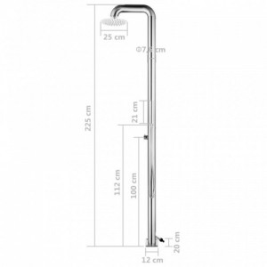 Rozsdamentes acél kerti zuhany 225 cm