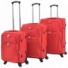 3 darabos, piros, puha fedeles görgős bőröndszett
