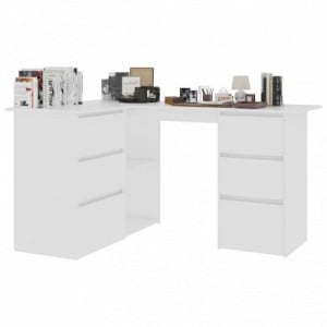Fehér szerelt fa sarok íróasztal 145 x 100 x 76 cm