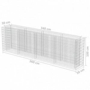 Horganyzott acél gabion magaságyás 360 x 50 x 100 cm