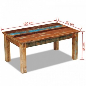 Tömör újrahasznosított fa dohányzóasztal 100 x 60 x 45 cm