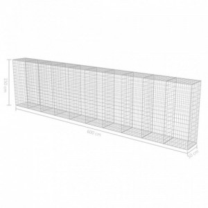 Horganyzott acél gabion fal fedéllel 600 x 50 x 150 cm