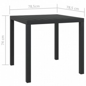 Fekete alumínium és WPC kerti asztal 80 x 80 x 74 cm