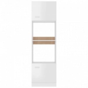 Magasfényű fehér szerelt fa mikro tartó szekrény 60x57x207 cm