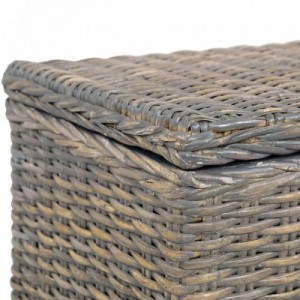 Szürke természetes kubu rattan|tömör mangófa tárolóláda 120 cm