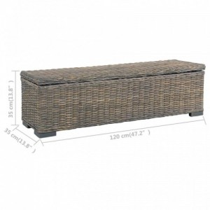 Szürke természetes kubu rattan|tömör mangófa tárolóláda 120 cm