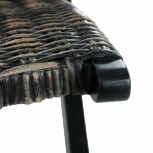 Fekete természetes kubu rattan és tömör mahagóni pihenőszék