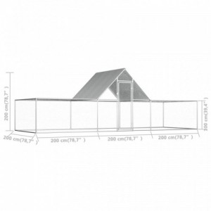 Horganyzott acél tyúkól 6 x 2 x 2 m