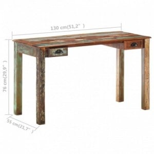 Tömör újrahasznosított fa íróasztal 130 x 55 x 76 cm