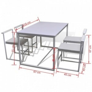 5-részes fehér étkezőasztal és székgarnitúra