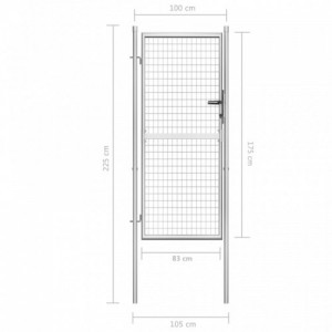 Ezüstszínű horganyzott acél kertkapu 105 x 225 cm