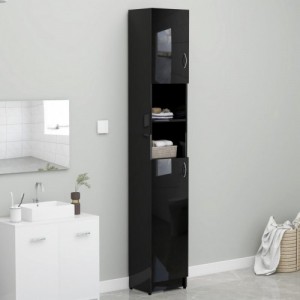 VidaXL magasfényű fekete forgácslap fürdőszobaszekrény 32x25,5x190 cm