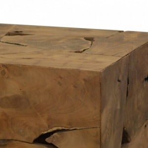 Barna, valódi tíkfa dohányzóasztal 50 x 50 x 35 cm