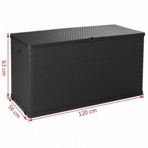 Antracitszürke PP rattan kerti tárolóláda 120 x 56 x 63 cm