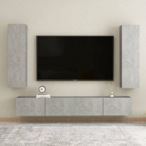 2 db betonszürke szerelt fa TV-szekrény 30,5 x 30 x 110 cm