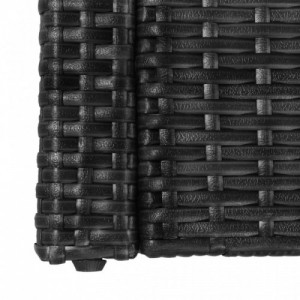 5-részes fekete polyrattan kerti bútorszett párnákkal