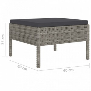 10 részes szürke polyrattan kerti bútorszett párnákkal