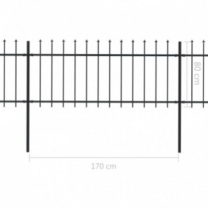 Fekete lándzsahegyes tetejű kerti acélkerítés 3,4 x 0,8 m