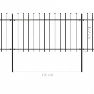 Fekete lándzsahegyes tetejű kerti acélkerítés 10,2 x 1 m