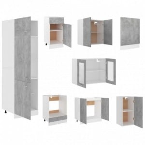 8 részes betonszürke szerelt fa konyhai szekrénygarnitúra