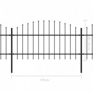 Fekete lándzsahegy tetejű acélkerítés (1-1,25) x 5,1 m