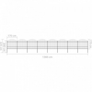 Fekete lándzsahegy tetejű acélkerítés (1,5-1,75) x 13,6 m