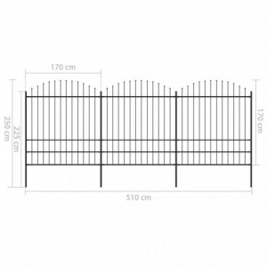 Fekete lándzsahegy tetejű acélkerítés (1,75-2) x 5,1 m