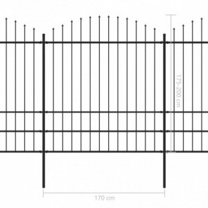 Fekete lándzsahegy tetejű acélkerítés (1,75-2) x 8,5 m