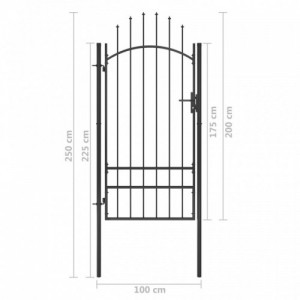 Fekete acél kertkapu 1 x 2,5 m