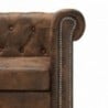 L-alakú barna művelúr Chesterfield kanapé
