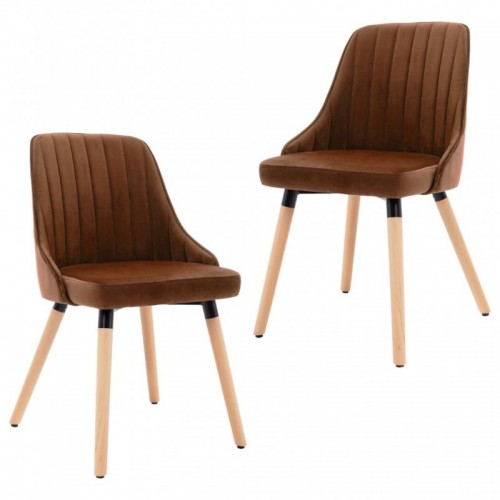 323060  Dining Chairs 2 pcs Brown Velvet