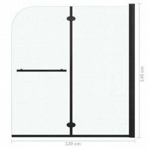 2 paneles fekete ESG zuhanyzó összecsukható ajtóval 120x140 cm