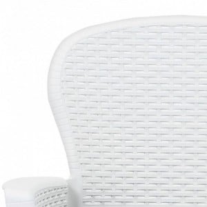 2 db fehér rattan hatású műanyag kerti szék párnával